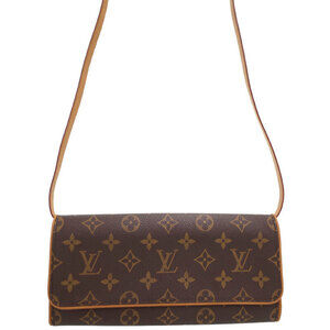 Louis Vuitton Monogram Leather Brown Pochette Twin Shoulder Bag